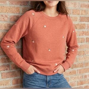 Old Navy Coral Floral Sweatshirt Embroidered Flowers Size M